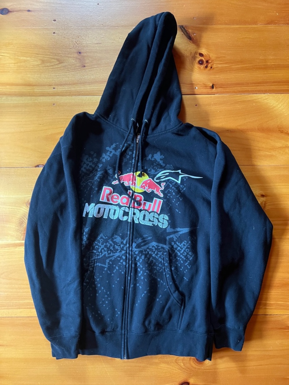 Red Bull Motocross Black Zip-Up Hoodie